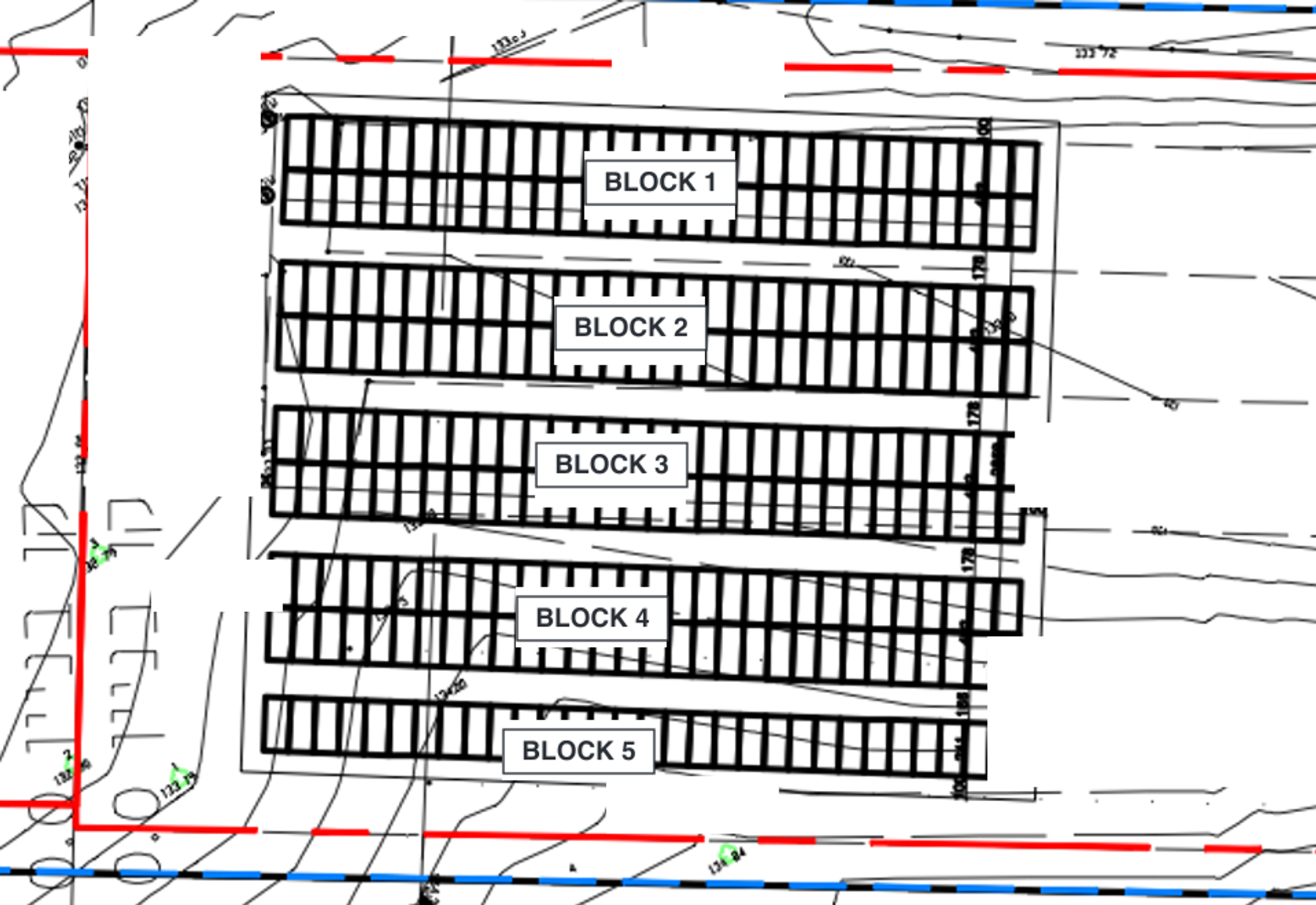 Professional site plan on the certified survey — real project drawing, shown as the submission-package artifact